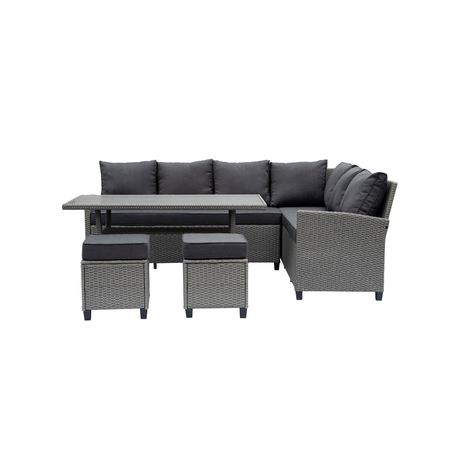 DEKO LIVING Outdoor Wicker Patio Sectional Sofa & Ottoman Set with Table COP30006
